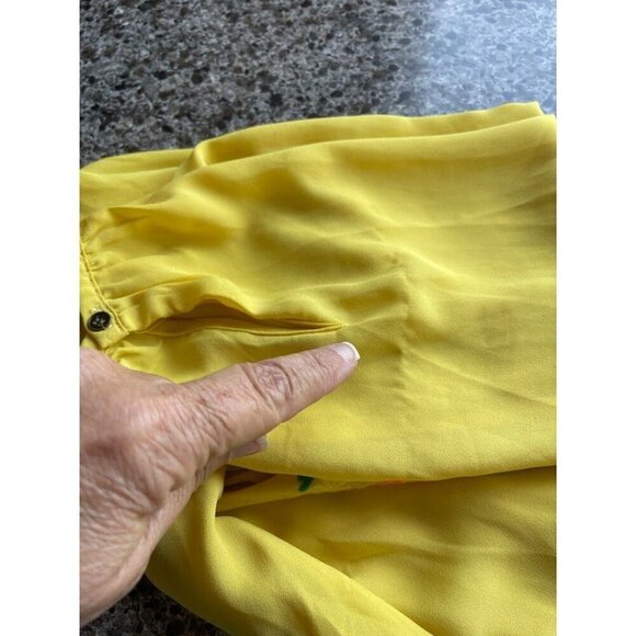 GIANNI BINI Floral Embroidered Blouse WOMEN'S SZ M YELLOW and PINK lightweight - Picture 13 of 14